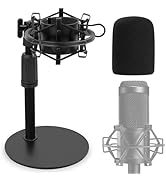 Frgyee Upgraded AT2020 Desktop Mic Stand, Adjustable Table Microphone Stand with Shock Mount and ...