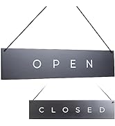 Modern Black Wooden Open Closed Sign - Double-Sided Open Sign for Window or Door, Vintage Style W...