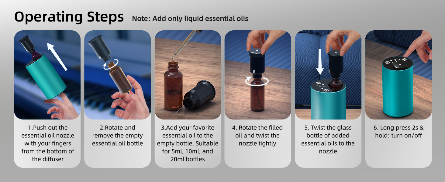 waterless scent diffuser for essential oil air mist aroma car freshener