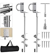 Multi-Purpose Ground Anchors Screw in, 18” Fully Welded Heavy Duty Trampoline Stakes with Bracket...