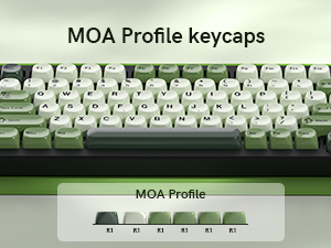 Matcha Green PBT Keycap Set,Glossy Custom Keycaps Ceramic Style, Dye Sublimation MOA Profile