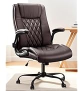 Marsail Executive Office Chair Ergonomic Desk Chair with Flip-up Armrests PU Leather Height-Adjus...