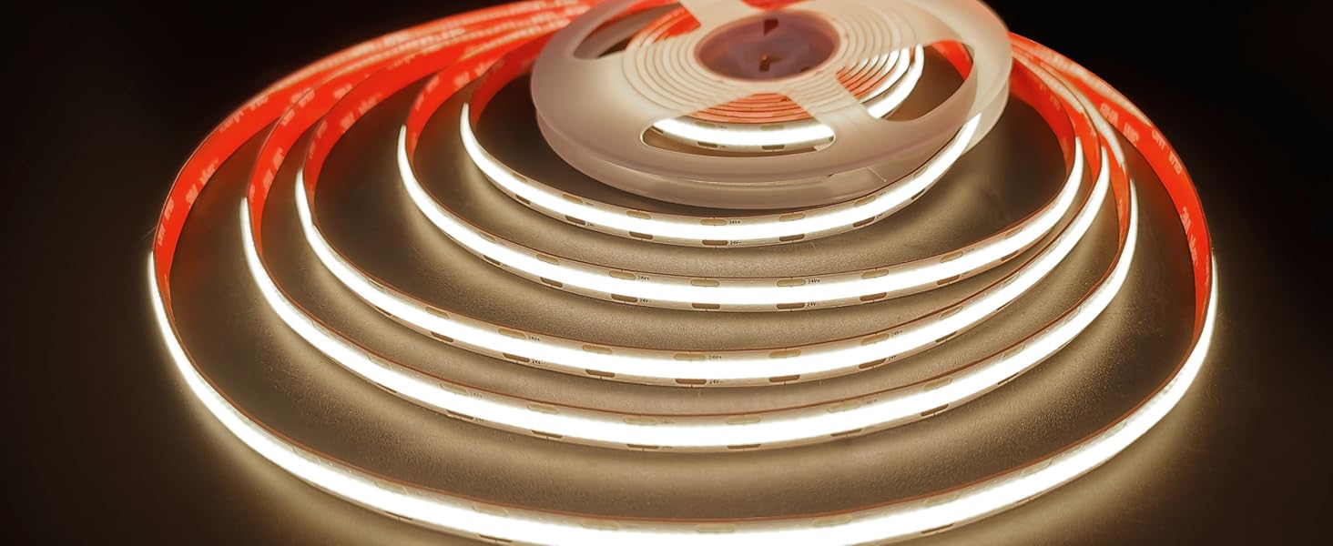 24V DC UL Listed COB LED strip light with long lifespan, Light output remain consistent overtime 