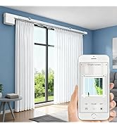 Smart Curtain Track System with Mini Zigbee Motor, Automatic Motorized Curtains Rod 126‘’(3.2m) w...