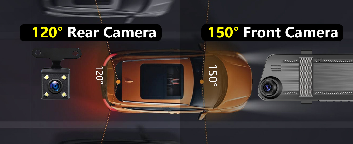 Rear View Mirror Video Recroder Car DVR 4.5" Mirror Dash Cam Backup Smart Rearview Front and Rear