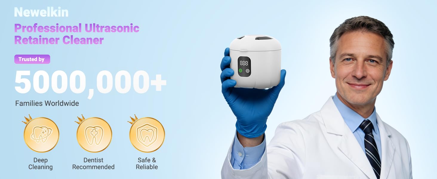 Denture Cleaner Machine with 4 Modes for Mouth Guards, Jewelry, Rings, etc (White)