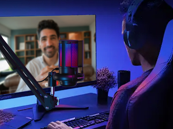 RGB Microphone for Gaming with Boom Arm