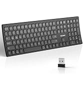 TECKNET Bluetooth Wireless Rechargeable Keyboard with BT5.0, 2.4G &amp; Wired | Ergonomic Multi Devic...