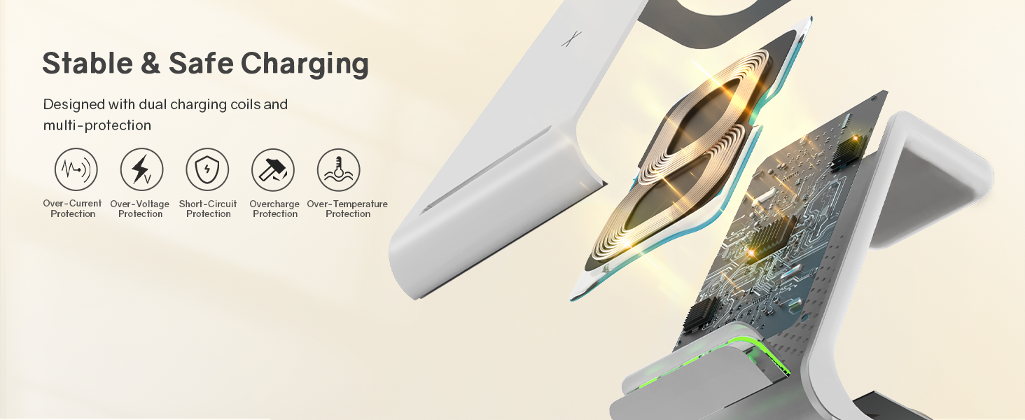 CIYOYO 3 in 1 Wireless Charging Station for iPhone Wireless Charger