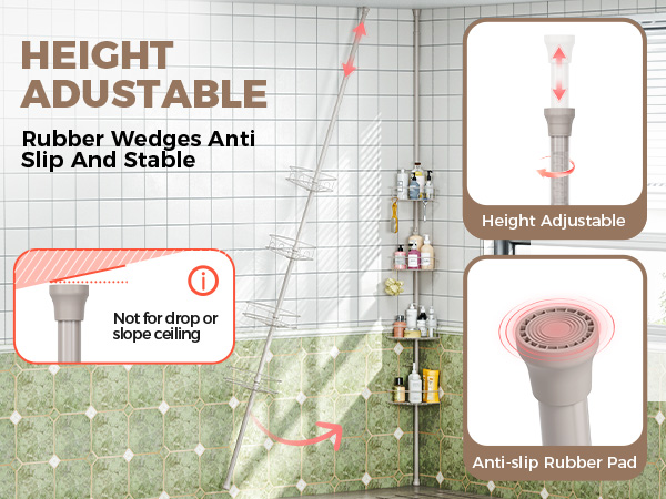 Urackify Corner Shower Caddy Tension Pole
