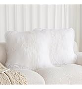 ROSE FEATHER Real 100% Tibetan Mongolian Lamb Sheepskin Wool Fur Super Soft Plush Leather Pillowc...