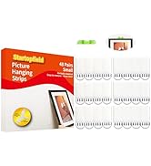 CARAINBO 48 Pairs(96strips) Small Picture Hanging Strips Heavy Duty, Picture mounting Strips,Remo...