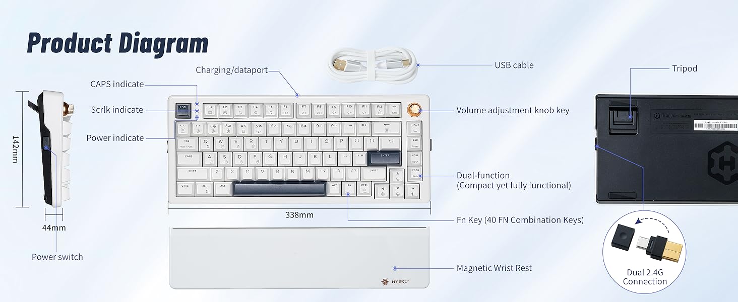 Hexgears E2sPro Mechanical Gaming Keyboard with Wrist Rest