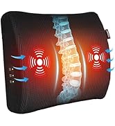 Lumbar Support Pillow for Office Chair - Heated Back Support Pillow with Vibration Massage, Ergon...