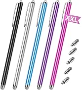 Stylus pens for Touch Screens [5 Pack Long Pen Body] Fiber mesh Tips High Sensitivity &amp; Fine Poin...