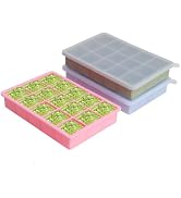 2 Tbsp Silicone Freezer Molds with Lids,100% Platinum Silicone Freezer Trays, Oven &amp; Microwave Sa...