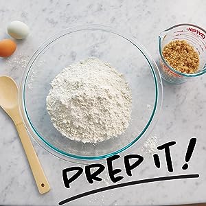Flour and sugar in glass containers