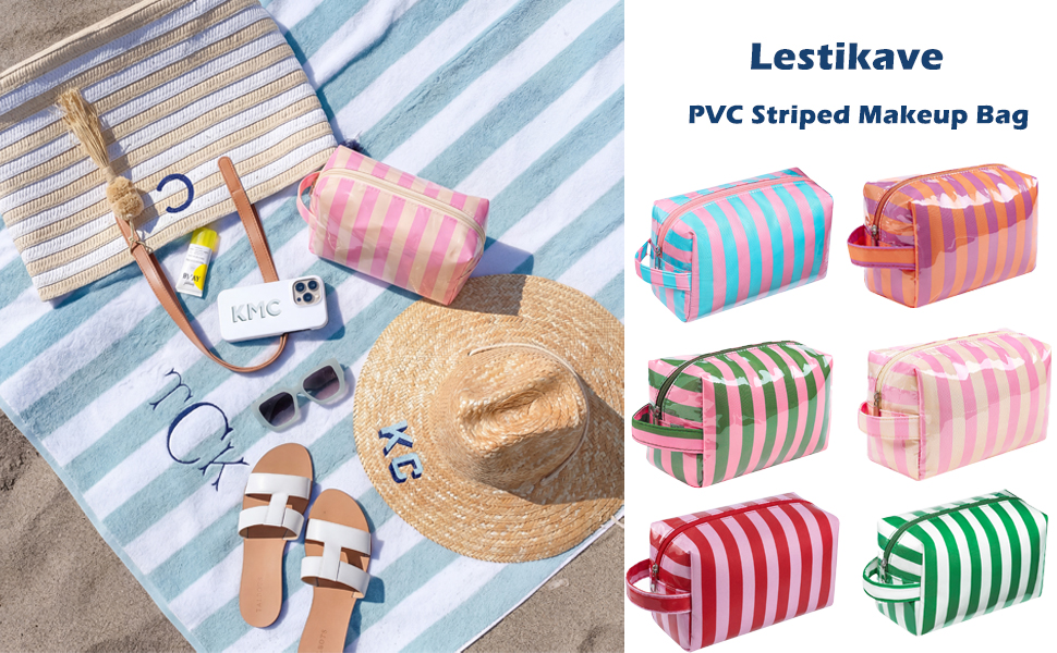 PVC Striped Makeup Bag