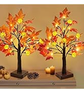 [ 2 Pack &amp; Timer ] Fall Decor 24 Inch Prelit Lighted Maple Tree Fall Decorations for Home, Total ...