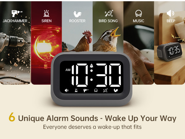 wake up alarm sounds bird song beep rooster siren