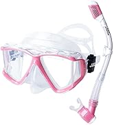 Snorkel Set Pano 4 Adult Snorkeling Gear, Professional Anti-Fog Snorkel Mask Dry Top Snorkel, Tem...