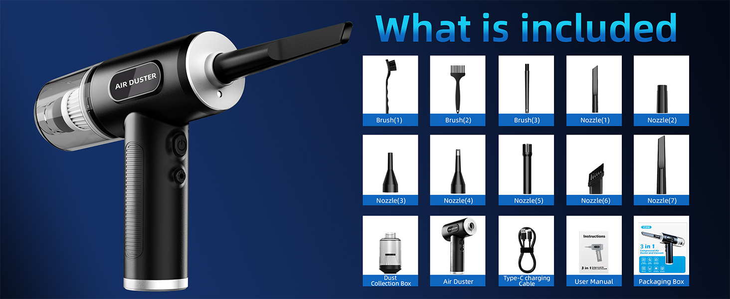 Replaces Compressed Air Cans