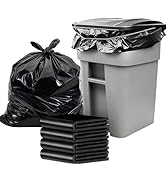 HUOJI 100 Count 26 Gallon Trash Bags, Heavy Duty Black Plastic Garbage Bags for Industrial, Comme...