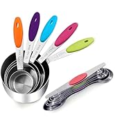 MiorBiit Measuring Cup and Spoon Set of 12, Includes 5 Stainless Steel Measuring Cups 6 Double-En...