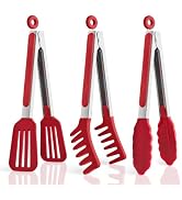 3 Pack Silicone Tongs for Cooking,Maywe Tanso 9 Inch Cooking Kitchen Tongs with Silicone Tips,Non...