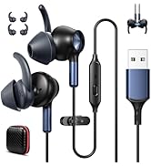 USB Earbuds with Microphone for PC Laptop, 7.5FT Wired USB A Computer Zoom Meeting Mute Headphone...
