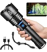 Flashlights High Lumens Rechargeable, 990000LM Super Bright Flashlight, Adjustable Tactical Flash...