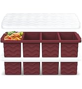 Doasuwish Silicone Freezer Tray for Soup with Lid – 1-Cup Soup Container Style Ice Cube Trays for...