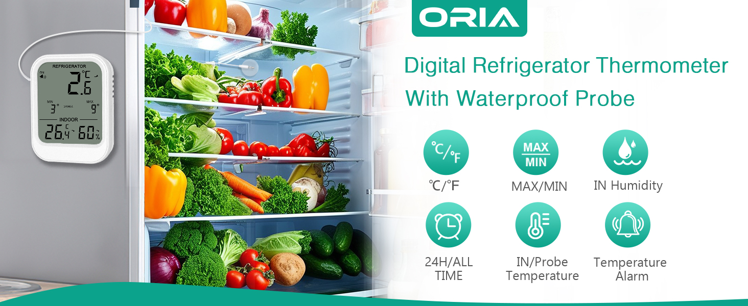 Digital Refrigerator Thermometer, Freezer Thermometer