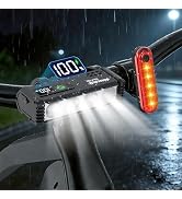 Super Bright Bike Lights for Night Riding 4800 Lumen, USB Rechargeable Bicycle Light with LCD Dis...