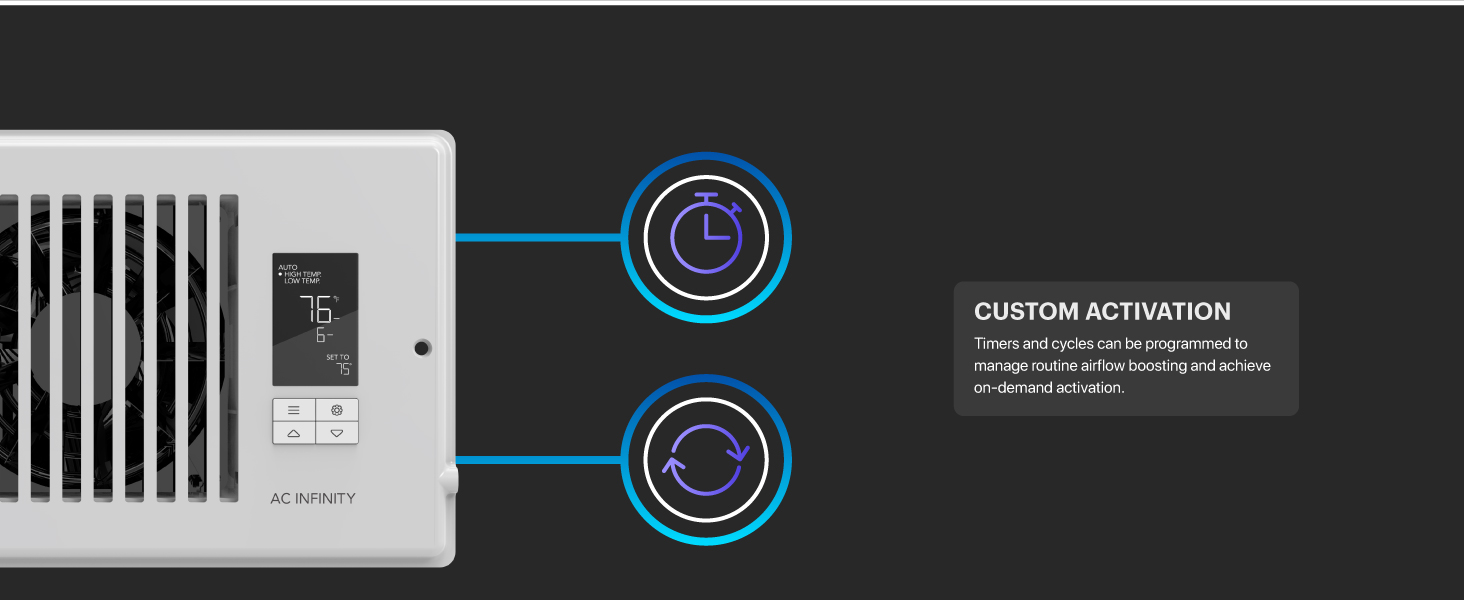 Register Booster Fan Improves Heating Cooling 10-Speed Control Bluetooth App Control