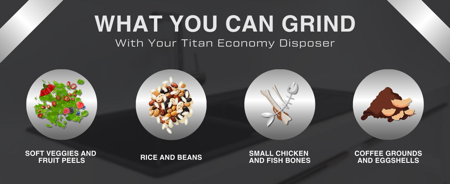 garbage disposer food rice beans coffee grounds eggshells fish bones veggies