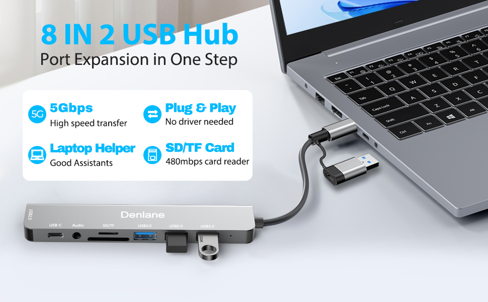 usb hub 8 in 2
