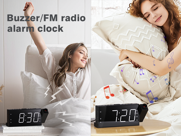 Buzzer/fm radio alarm clock
