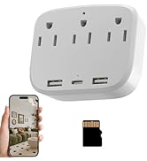 4K Ultra HD Mini Camera Wall-Mount Charger Plug,Power Strip Camera, Motion Detection Local Storag...