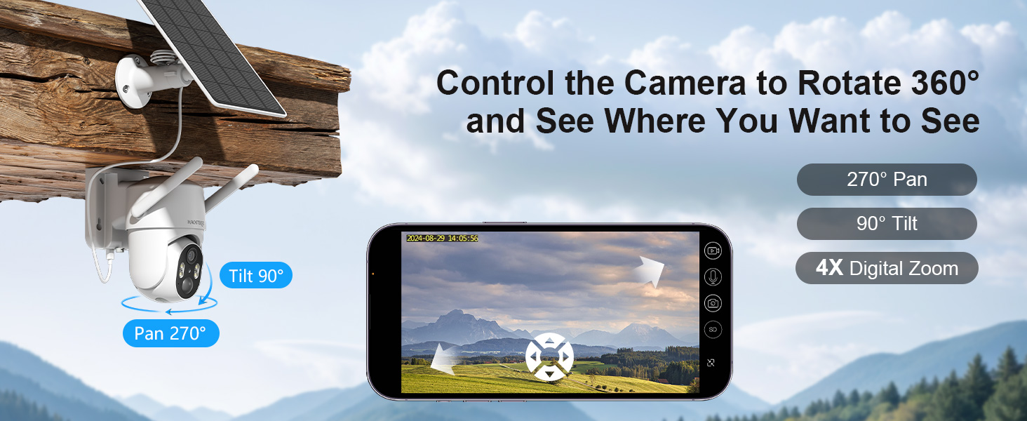 cellular solar security camera outdoor with PTZ remote control