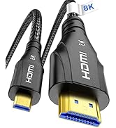 Cratree 8K Micro HDMI to HDMI Cable 3.3FT, 8K@60hz, 4K@120hz, Micro HDMI Ultra High Speed Support...