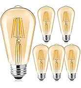 LED Edison Light Bulbs,6Pcs Vintage 6 Watt, Equivalent 60W Incandescent Light Bulbs, E26 Base Dim...