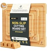 Bamboo Cutting Board Set Non Slip Feet with Holder Over Sink Kitchen Gadgets Seller 2025 First Ap...