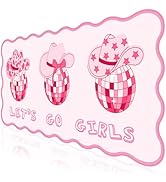 L-SPOUTTO Pink Mouse Pad,Retro Western Cowgirl Desk Mat Large Scalloped Gaming Mousepad,35.4x15.7...