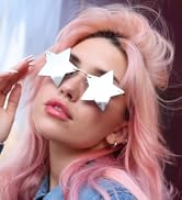 LASPOR Rimless Star shape Sunglasses for women/men Frameless Party glasses Super Cute Vintage Ret...