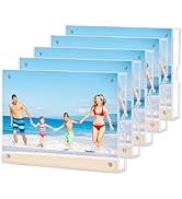 HOUSE DAY Acrylic Picture Frames 5x7, Lightweight Magnetic 5x7 Picture Frame for Wall and FreeSta...