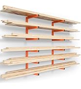 YYR Wood Organizer and Lumber Storage Rack Wall Mount, Heavy Duty Metal Shelf with 6-Level Holds ...
