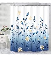 GKLEASG Eucalyptus Shower Curtain, Ombre Floral Leaves Plant Washable Fabric Bath Decor with 12 H...