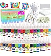 HTVRONT Tie Dye Kit - 32 Vibrant Colors Pre-Filled Bottles Tyedyedye Kit, Permanent Non-Toxic for...
