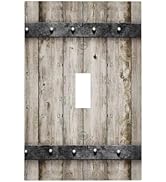 Western Rustic Wooden Barn Door Kitchen Wood Cabin Farmhouse Country Retro Plank 1-Gang Outlet Li...